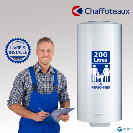 Chauffe-eau électrique 200L CHAFFOTEAUX Stéatite Vertical Mural : Livré & Installé à domicile