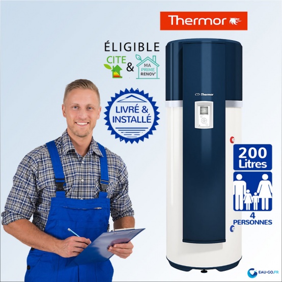 Chauffe eau Thermodynamique 200L THERMOR Aéromax 5 Air ambiant : Livré & Installé à domicile